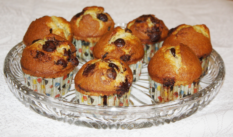 Bananmuffins med chokoladeknapper