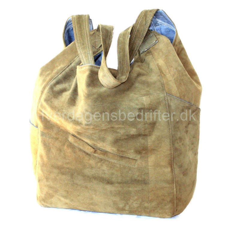 blød ruskind shopper med denim foe