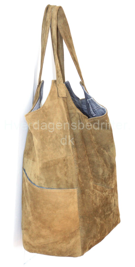 blød ruskind shopper med denim for 1