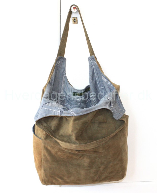 blød ruskind shopper med denim for 3