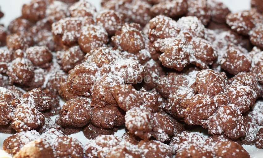 Chokolade småkager drysset med flormelis